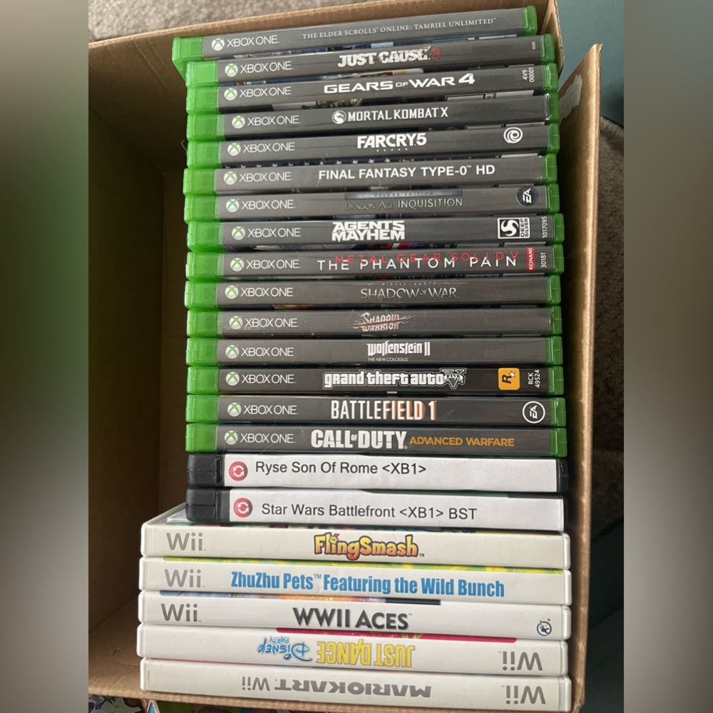 Giant Box of Xbox and Wii Games
